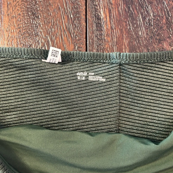 Aerie Olive Green Shine Ribbed Bikini- Triangle Top and Cheeky Bottoms - Picture 13 of 14